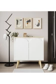 VM VERTEX MOBİLYA Venezia Ahşap Ayaklı Bohem Konsol-çok Amaçlı Dolap-vitrin Safir Meşe-beyaz 76 Cm - 4
