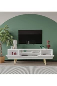 VM VERTEX MOBİLYA Roma Ahşap Ayaklı Tv Ünitesi Tv Sehpası Beyaz 150 Cm - 3