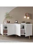 VM VERTEX MOBİLYA Latina Ahşap Ayaklı Modern Konsol 180 Cm Beyaz - 3