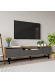 VM VERTEX MOBİLYA Roma Ahşap Ayaklı Tv Ünitesi Tv Sehpası Ceviz-Antrasit - 2