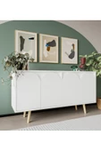 VM VERTEX MOBİLYA Venezia Ahşap Ayaklı Bohem Konsol Beyaz 150 Cm - 2