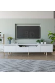 VM VERTEX MOBİLYA Roma Ahşap Ayaklı Tv Ünitesi Tv Sehpası Beyaz - 1