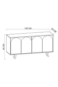 VM VERTEX MOBİLYA Venezia Ahşap Ayaklı Bohem Konsol Safir Meşe - Antrasit 150 Cm - 3