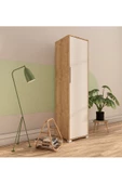 VM VERTEX MOBİLYA Flora 1 Kapaklı 5 Raflı Gardırop Safir Meşe - Beyaz Elbise Dolabı - 2