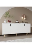 VM VERTEX MOBİLYA Latina Ahşap Ayaklı Modern Konsol 180 Cm Beyaz - 2