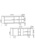 VM VERTEX MOBİLYA Milano Ahşap Ayaklı Modern Konsol 160 Cm Safir Meşe - Beyaz - 4