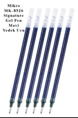 Mavi İmza Kalemi Refil Yedek Ucu Mürekkep 6 Adet 1.0mm Mikro İmza Kalemi Yeni Kasa Mk-8526 Kalın Uçlu Pilot Kalem Yedeği - 2