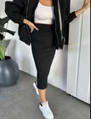 RYSE Mevsim Kaşe Fermuarlı Ceket Etek Takım Kaşmir Ceket Etekli İkili Takım Kaşe Bomber Ceket-Etek Takım - 2