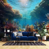 Japon Balıkları ve Mercan Manzaralı Duvar Kağıdı thumbnail 1