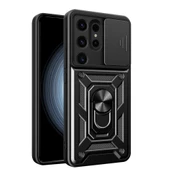 Smody Samsung Galaxy S24 Ultra İle Uyumlu Kılıf Kamera Korumalı Sürgülü Yüzüklü Standlı Tank - 3