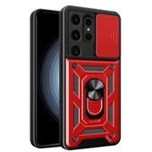 Smody Samsung Galaxy S24 Ultra İle Uyumlu Kılıf Kamera Korumalı Sürgülü Yüzüklü Standlı Tank - 1