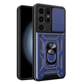 Smody Samsung Galaxy S24 Ultra İle Uyumlu Kılıf Kamera Korumalı Sürgülü Yüzüklü Standlı Tank - 2