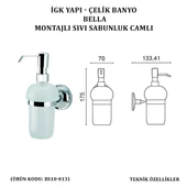 İGK YAPI - ÇELİK BANYO BELLA MONTAJLI SIVI SABUNLUK CAMLI (BS10-013) - 4