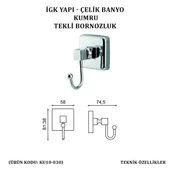 İGK YAPI - ÇELİK BANYO KUMRU TEKLİ BORNOZLUK (KU10-053) - 4