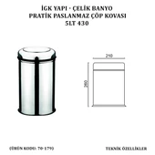 İGK YAPI - ÇELİK BANYO PRATİK PASLANMAZ ÇÖP KOVASI 5LT 430 (70-179) - 4