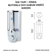 İGK YAPI - XinDa Tekli Butonlu Krom Sıvı Sabun Dispanseri (ZYQ138-K) - 3