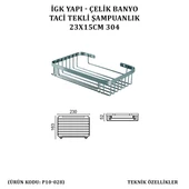 İGK YAPI - ÇELİK BANYO TACİ TEKLİ ŞAMPUANLIK 23X15CM 304 (P10-028) - 3