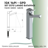 İGK YAPI - GPD Tulio Set Üstü Lavabo Bataryası  (MSL135) - 3
