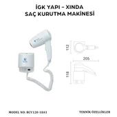 İGK YAPI - XINDA KORDONLU SAÇ KURUTMA MAKİNESİ (RCY120-18A1) - 5