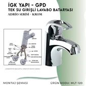 İGK YAPI - GPD Adrio Tek Su Girişli Lavabo Bataryası  (MLT120) thumbnail 5