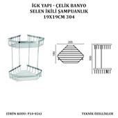 İGK YAPI - ÇELİK BANYO SELEN İKİLİ ŞAMPUANLIK 19X19CM (P10-026) - 3
