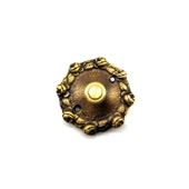 Antika Tarz Dekoratif Pirinç Güllü Kapı Zili - 75mm, Antik - 1