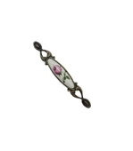 MİRAY 96 mm Metal antik sarı  porselen GÜL desenli / 5 ADET - 5