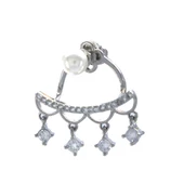 BZ 316L Çelik Zirkon Taşlı Kulak Altı Kadın Küpe UNK-775 - 1