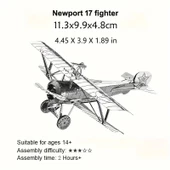 DIY 3D Metal Puzzle Bulmaca Newpiort 17 Fighter Uçak 46 Parça 14+ yaş üstü Hediyelik - 6