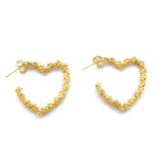 BZ Altın Kaplama Kalpli Kadın Halka Küpe UNK-763 - 1