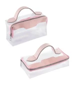Şeffaf Seyahat Makyaj Kozmetik Çantası - 223 Pembe - 1