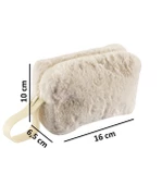 Chic Clutch Seyahat Makyaj Organizeri Kozmetik Çantası Tüy Peluş - 250 Krem - 3