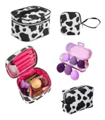 4'lü Makyaj Organizeri Kozmetik Çanta Seti & 3'lü Makyaj Süngeri - 7