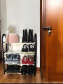 Masif Ahşap Ayakkabılık, Kitaplık, Organizer, Çok Amaçlı Dekoratif Açık Ahşap Dolap - 2