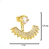 BZ Altın Kaplama Zirkon Taşlı Tekli Kulak Altı Kadın Küpe UNK-756 - 3