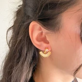 BZ Altın Kaplama Zirkon Taşlı Tekli Kulak Altı Kadın Küpe UNK-756 - 2