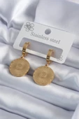 316L Çelik Gold Renk İşleme Detay Kadın Küpe - TJ-BKP7981 - 1