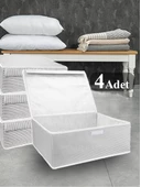 4 Adet Çok Amaçlı Kapaklı Kutu Baza Boy Gri 50x40x19 cm thumbnail 1