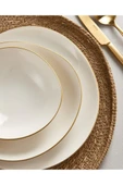 Güral Porselen Asimetrik Roden 24 Parça 6 Kişilik Yemek Takımı Gold File - 2
