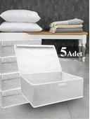 5 Adet Çok Amaçlı Kapaklı Kutu Baza Boy Gri 50x40x19 cm thumbnail 1