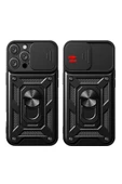 Nevarium iPhone 16 Pro Uyumlu Kılıf Pars Lens Sürgülü Yüzüklü Standlı Korumalı Kılıf - 2