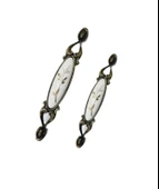 MİRAY 128 mm Metal antik sarı beyaz  porselen yaprak desenli  / 5 ADET thumbnail 4