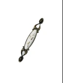 MİRAY 128 mm Metal antik sarı beyaz  porselen yaprak desenli  / 5 ADET thumbnail 1