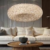 Apliqa Leman 60'lık Yuvarlak Gold 60 Watt Kristal Taşlı Salon Sarkıt Avize - 1