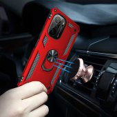 Xiaomi Redmi K40 Kılıf Yüzüklü Standlı Manyetikli Armor Zırh - 8