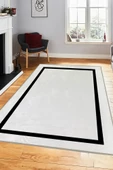 Klass Beyaz Dijital Baskı Makinede Yıkanabilir Kaymaz Taban Antialerjik Modern Halı - 3