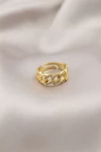 Gold Renk Metal Zincir Model Taşlı Kadın Yüzük - TJ-BYK2201 thumbnail 1