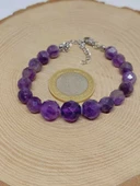 Parlayan Yıldızlar Serisi Ametist Taşı Tasarım Bileklik thumbnail 3