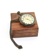 Ahşap Kutulu Pirinç Köstekli Saat 16155 - 1