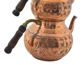 El Işlemeli Desenli Ahşap Saplı Bakır Çaydanlık Mod20 - 3